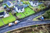 Toward road closed and homes evacuated after lorry crash