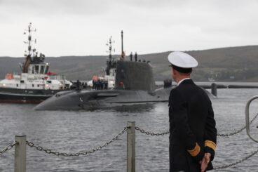 Warm welcome as sixth Astute-class submarine arrives at her homeport on the Clyde.