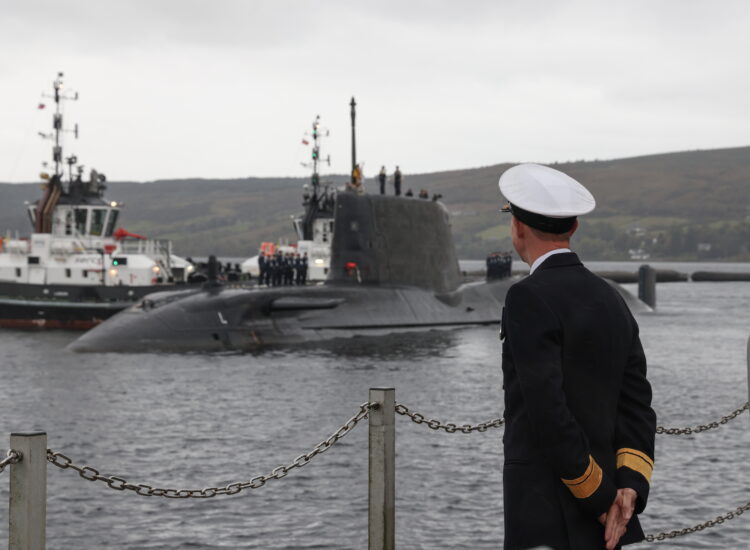 Warm welcome as sixth Astute-class submarine arrives at her homeport on the Clyde.