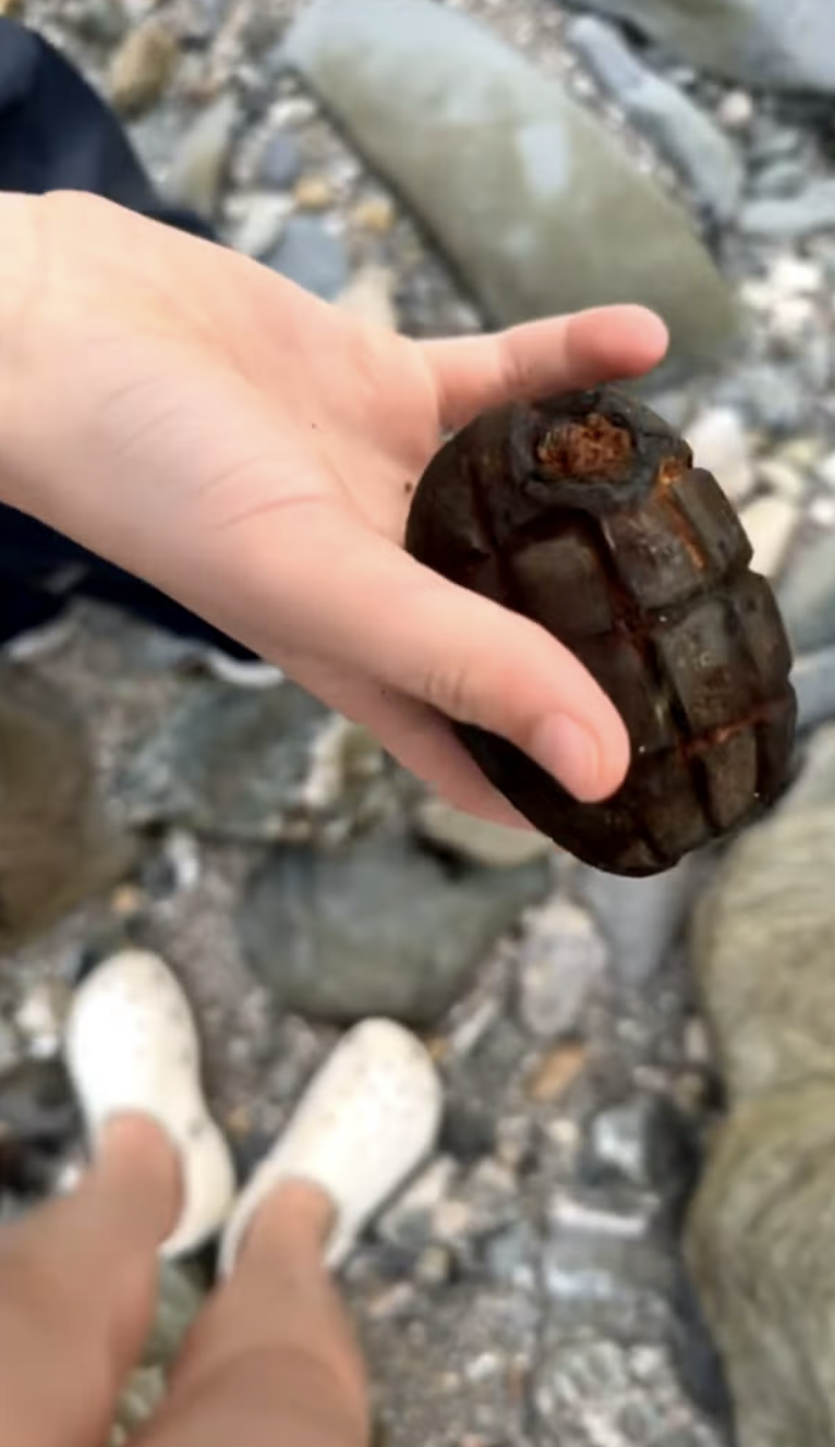 Child finds grenade on beach